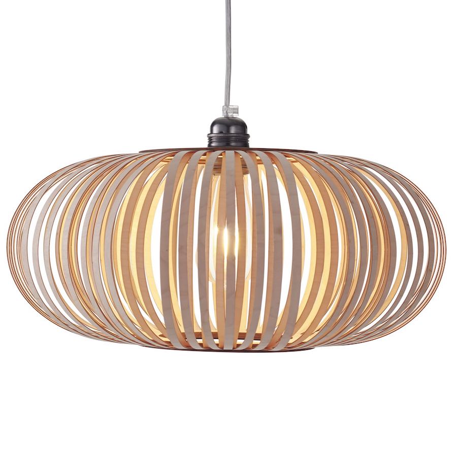 Stripes N° 2 pendant lamp made of narrow wooden stripes