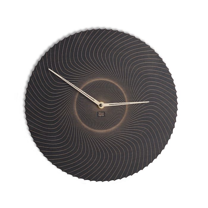 Black modern wooden wall clock N 7BK - Woolights